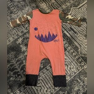 Rags to Raches Coral and Camouflage Jumpsuit